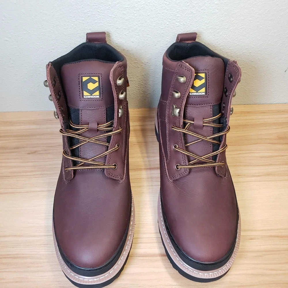 Chinook Mens Size 13 Workhorse II Leather Work Boots Brown Electrical Hazard NEW